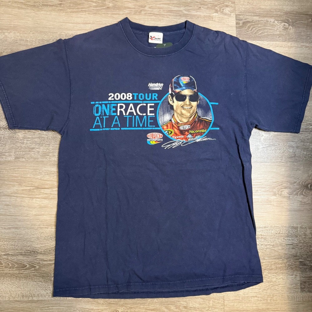 Chase Authentics Jeff Gordon 2008 Tour Shirt Mens Large Navy Blue NASCAR 24 Tee